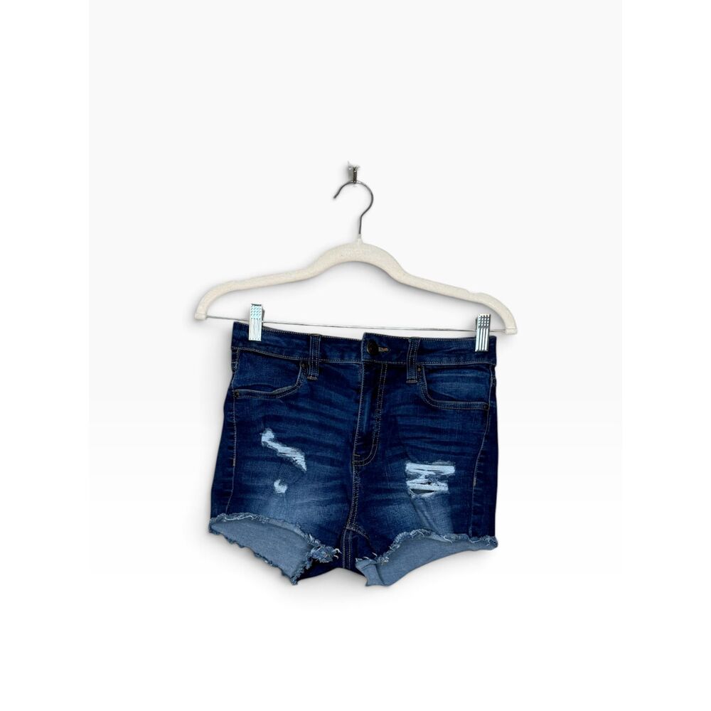 Charlotte Russe Women's Size 3 Dark Wash Distressed Denim Shorts Frayed Hem